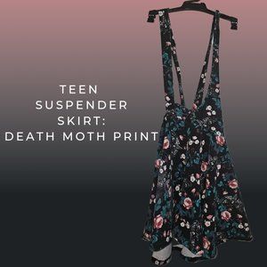 Suspender Skirt: Death Moth Print